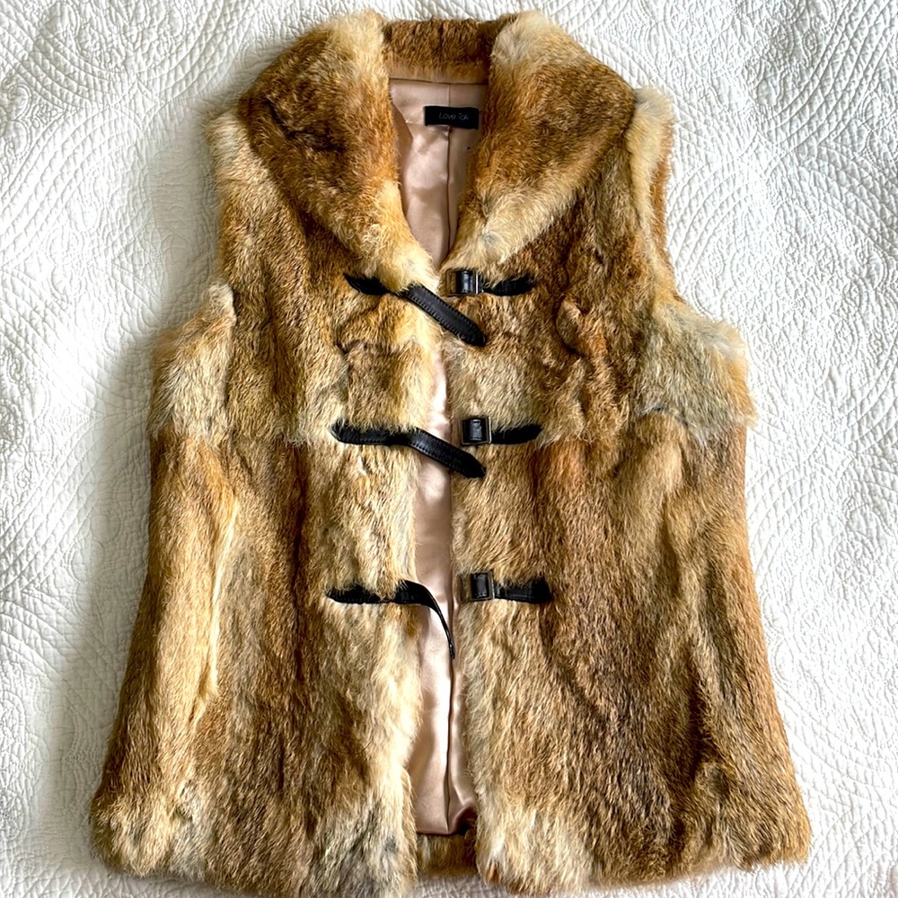 Love Token Genuine Brown Rabbit Fur Vest